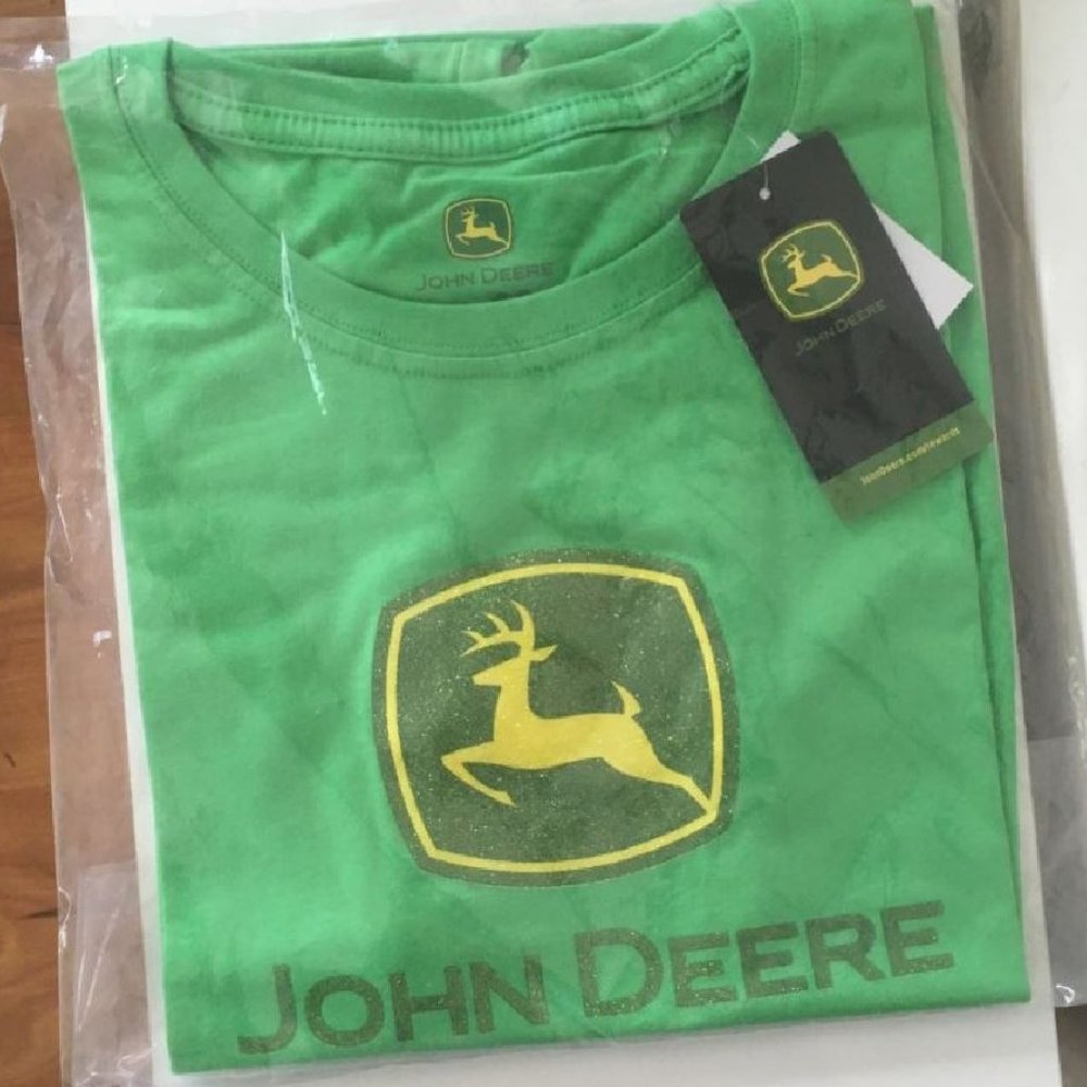 New John Deere Women's Ladies T Shirt Short Sleeve Small Glitter Sparkles